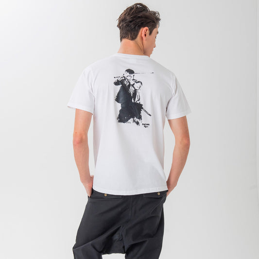 T Shirt Men's 100% Cotton -Ink painting "Samurai Iaido" FORTUNA Tokyo