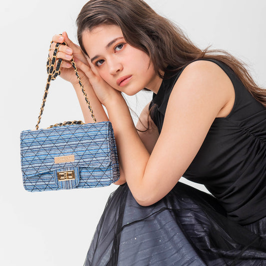 Chain bag Kyoto woven textile Ladies shoulder Matelasse mini bag, coin purse with key chain