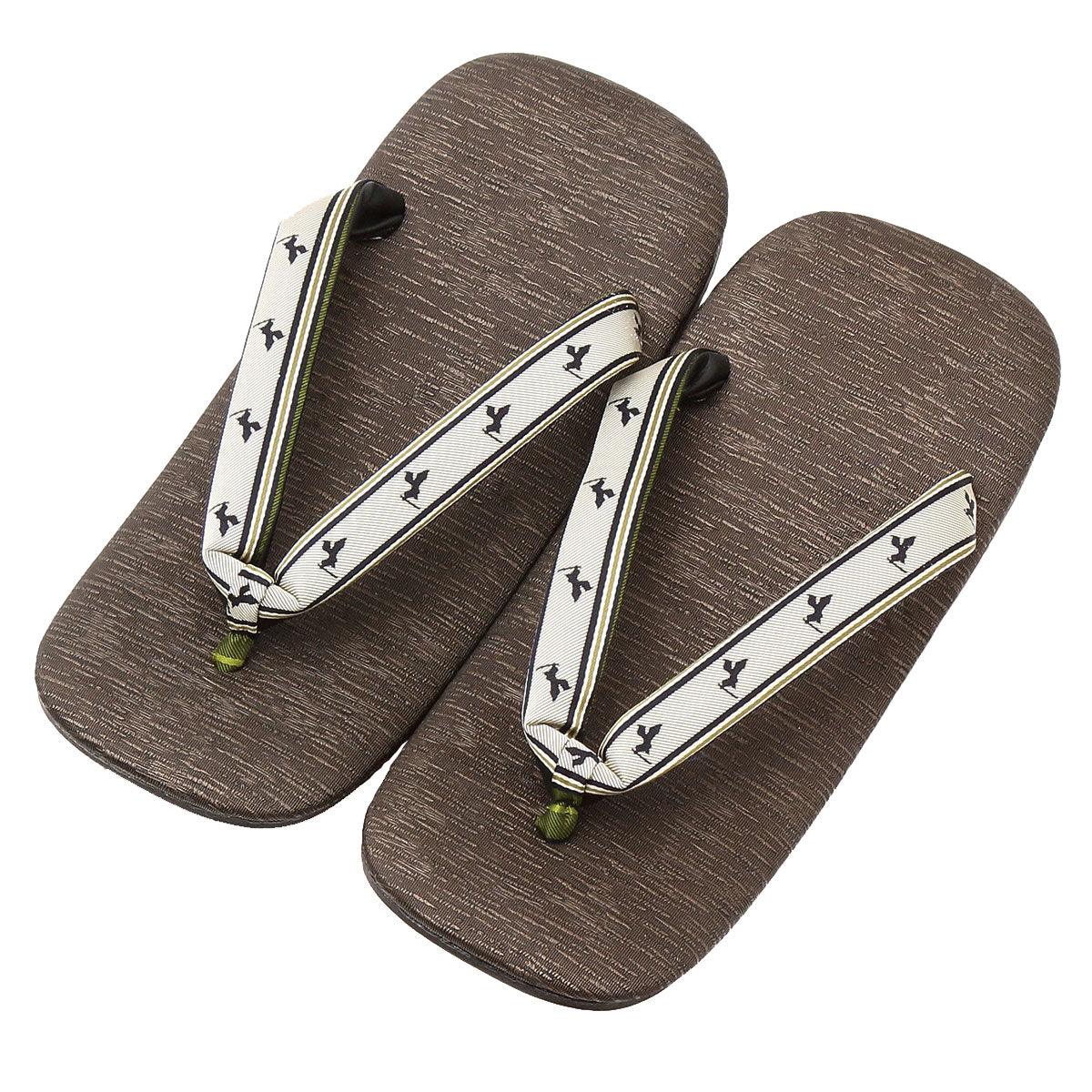 Men's Japanese Leather Soled Geta Zori Sandals flip-flops Handmade with Silk Thongs Samurai freeshipping FORTUNA Tokyo