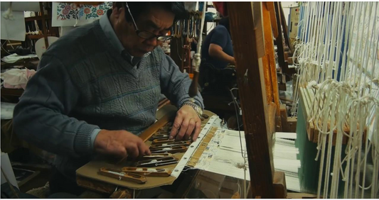 The movie showing how Japanese Kimono from Nishijin ori weaving by hand.