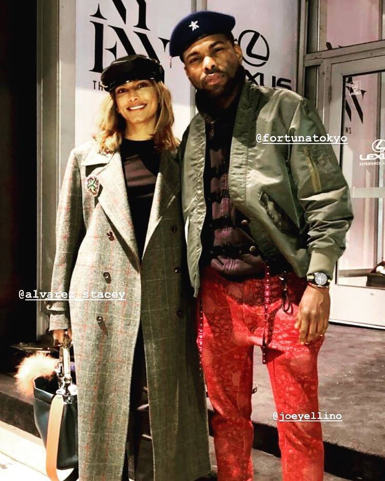 Keino Benjamin wearing FORTUNA Tokyo jacket at NYFW 2019.