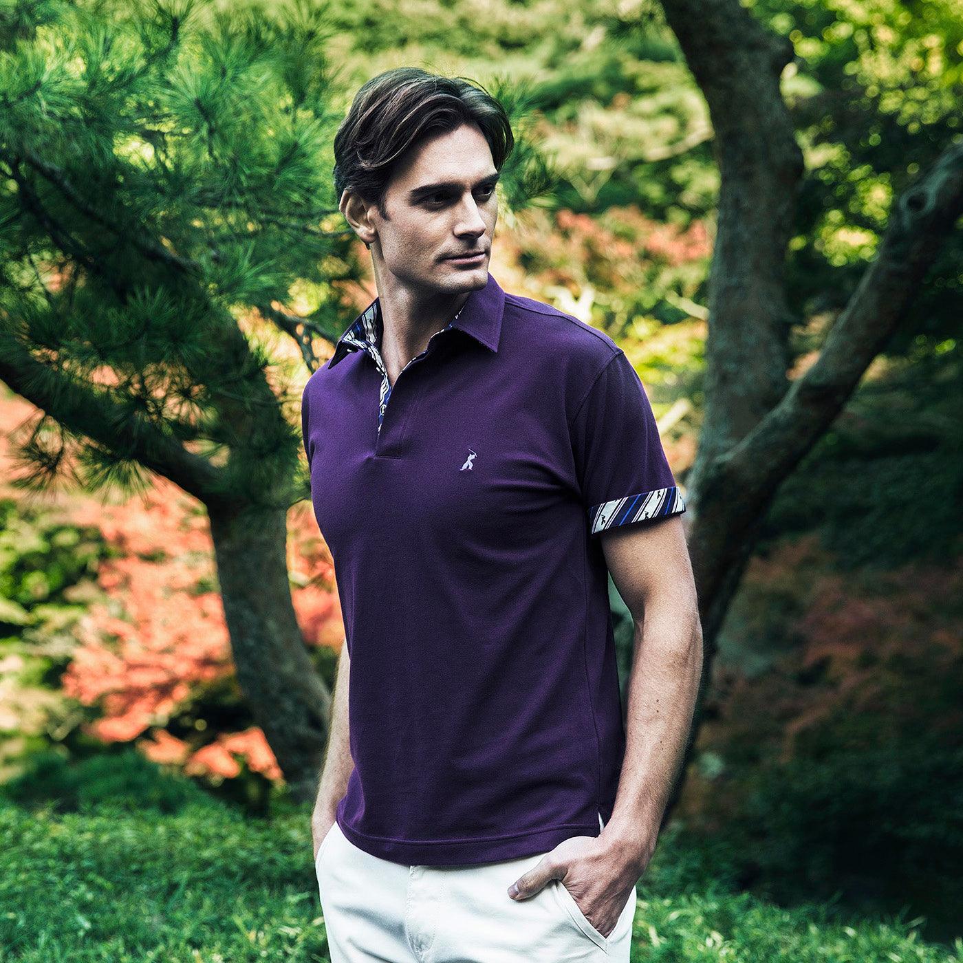 Men’s Short Sleeve Cotton Sports Polo Shirt -16. Samurai Design Made in Japan FORTUNA Tokyo