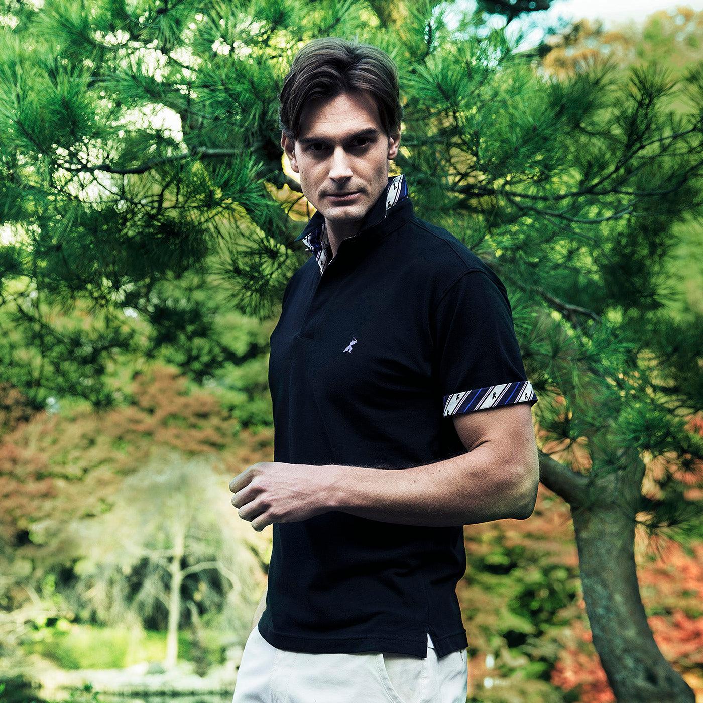 Men’s Short Sleeve Cotton Sports Polo Shirt -16. Samurai Design Made in Japan FORTUNA Tokyo