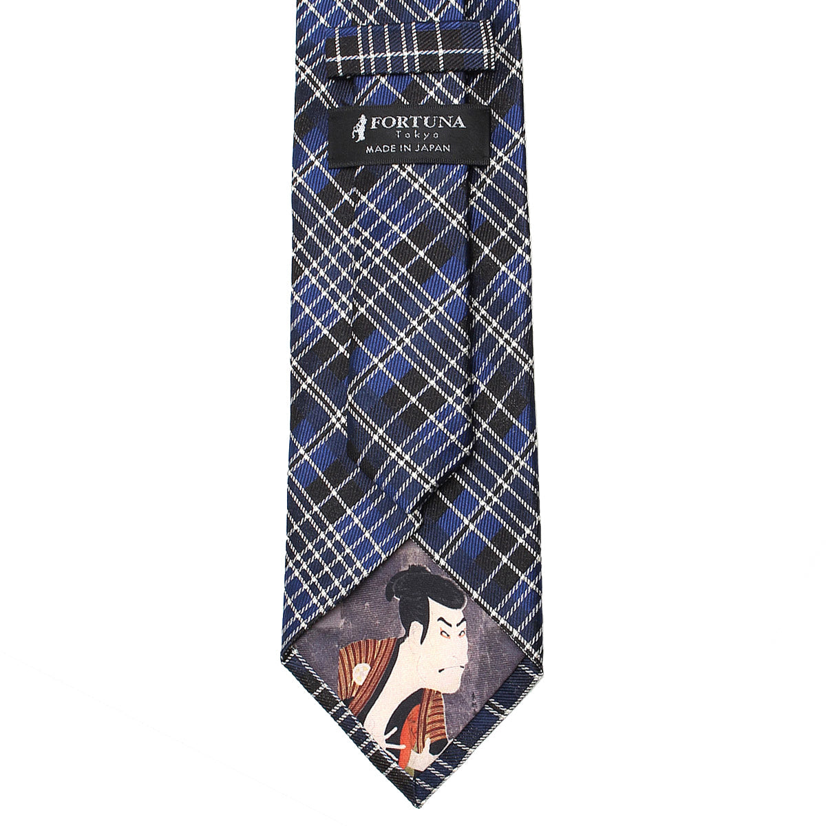 Men’s Jacquard Woven 100% Nishijin Kyoto Silk Tie -20.UKIYOE British Check Pattern Made in Japan FORTUNA Tokyo