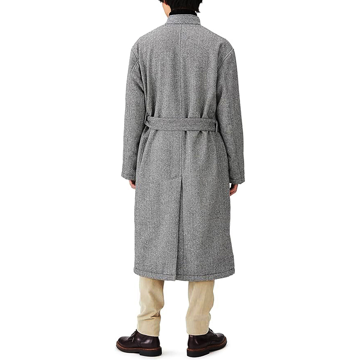 Men's Kinono Long Coat Wool Herringbone Filled with padding 48L - Tokyo Collection Made in Japan FORTUNA Tokyo