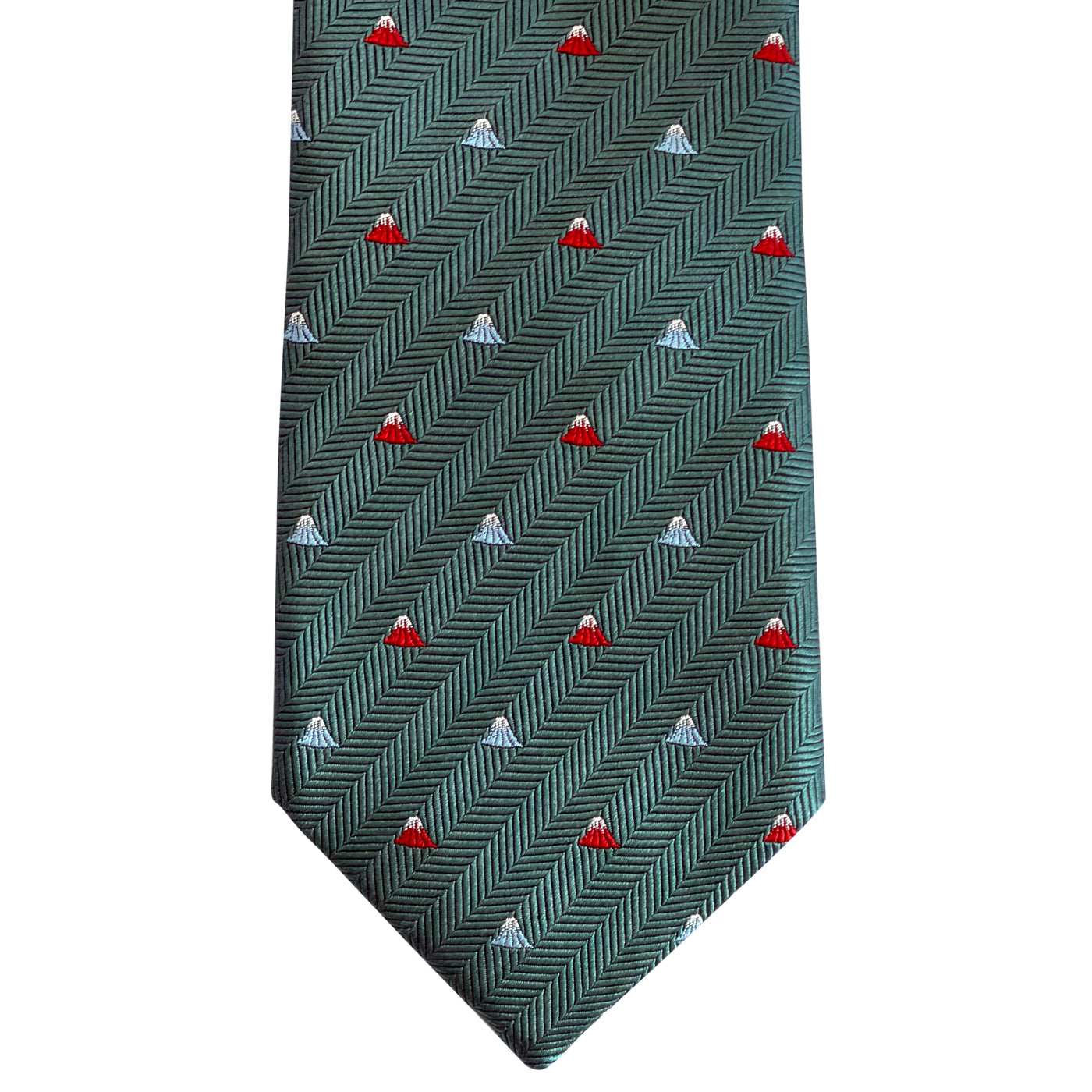 Men’s Jacquard Woven 100% Fujiyama-ori Silk Tie -29. Red Fuji -Mt. Fuji Pattern Made in Japan FORTUNA Tokyo