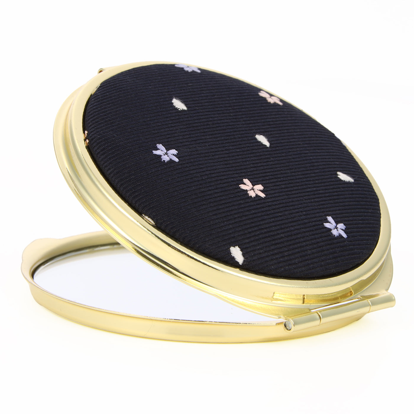 Compact Mirror, Nishijin Textile Silk Hand Mirror, Double-Sided Mirror, Magnifier, Made in Japan, Round Size, Cherry Blossom Pattern -15, Sakura FORTUNA Tokyo