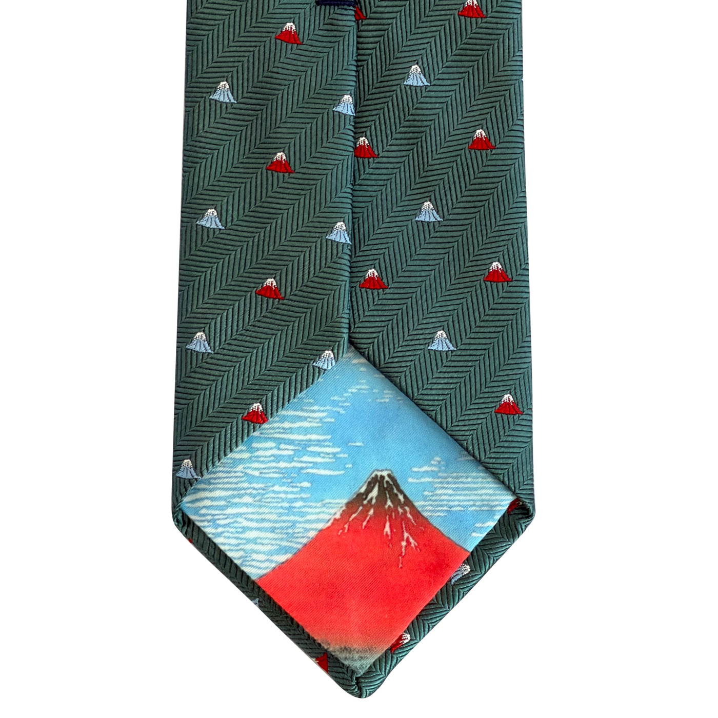 Men’s Jacquard Woven 100% Fujiyama-ori Silk Tie -29. Red Fuji -Mt. Fuji Pattern Made in Japan FORTUNA Tokyo
