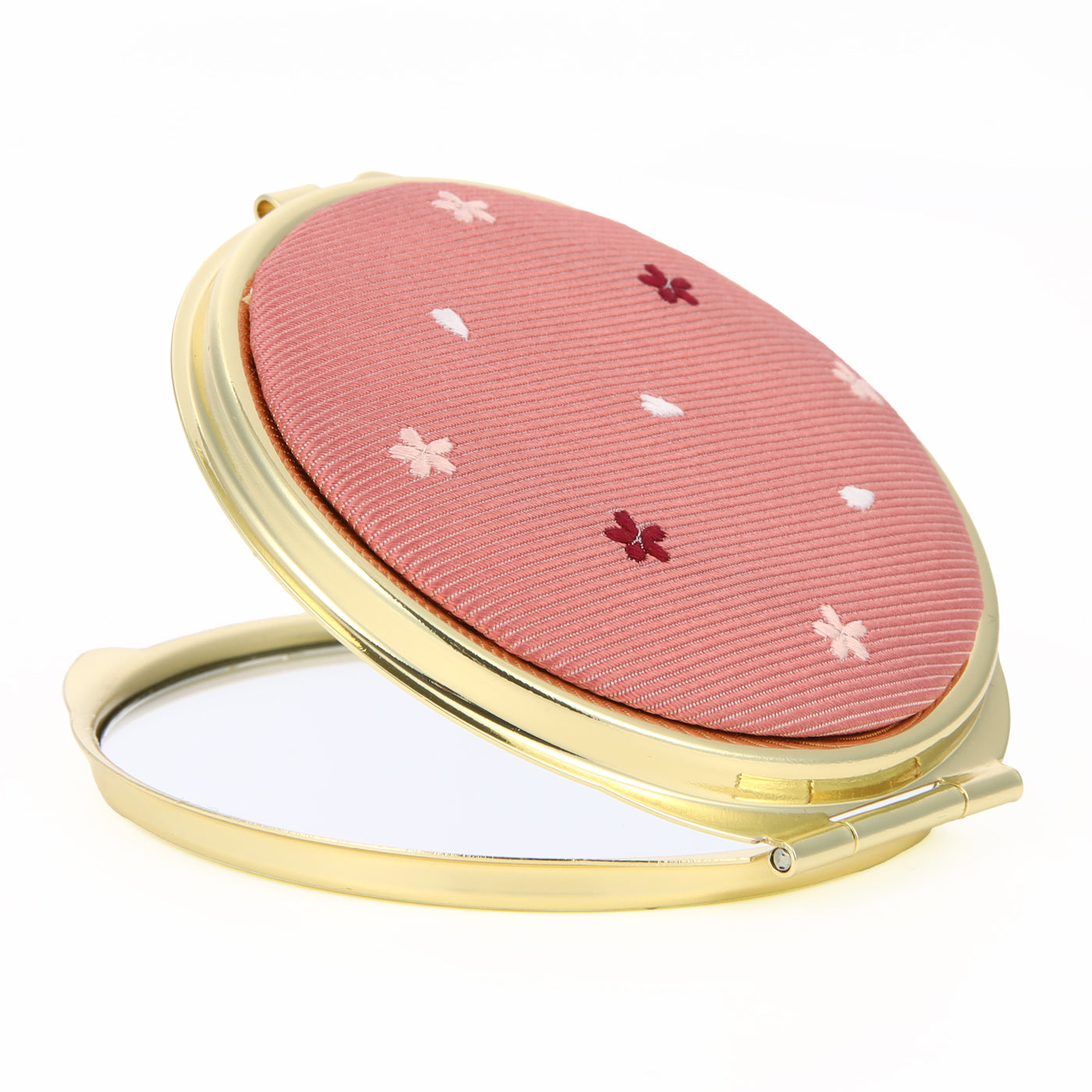 Compact Mirror, Nishijin Textile Silk Hand Mirror, Double-Sided Mirror, Magnifier, Made in Japan, Round Size, Cherry Blossom Pattern -15, Sakura FORTUNA Tokyo