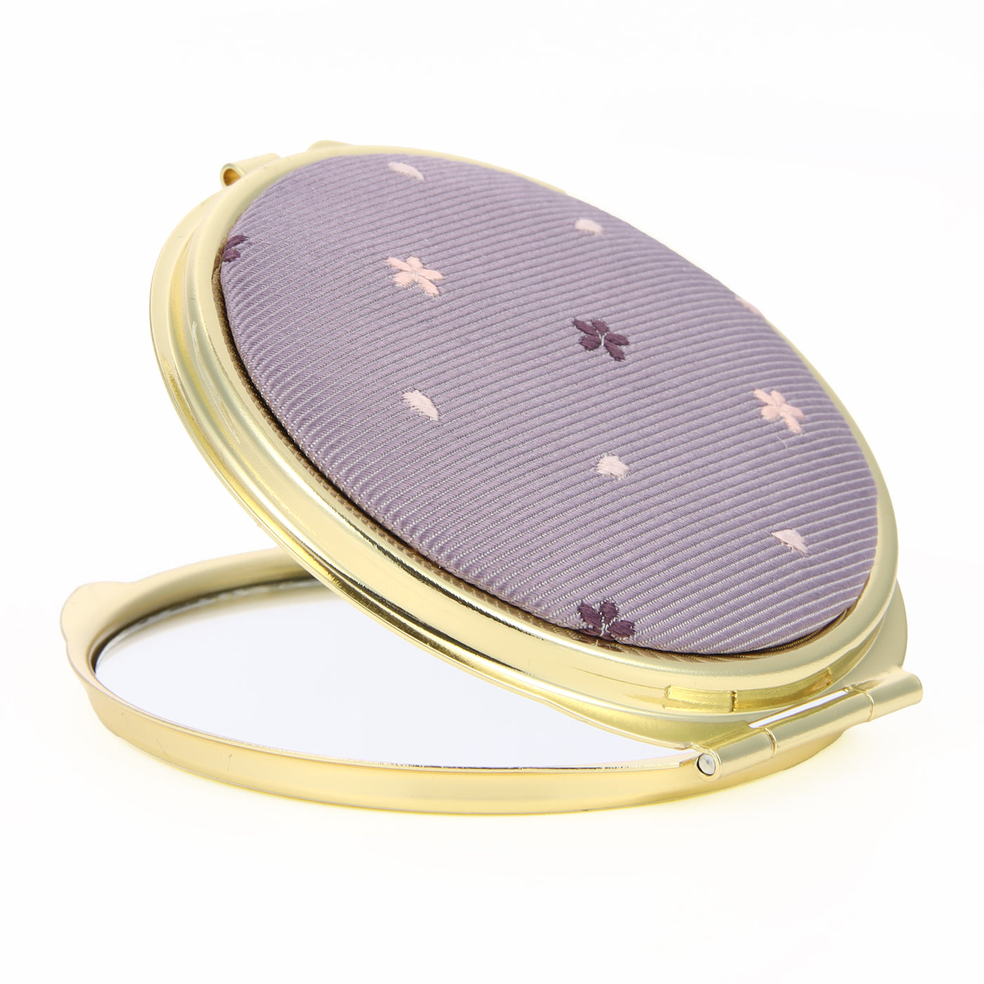 Compact Mirror, Nishijin Textile Silk Hand Mirror, Double-Sided Mirror, Magnifier, Made in Japan, Round Size, Cherry Blossom Pattern -15, Sakura FORTUNA Tokyo