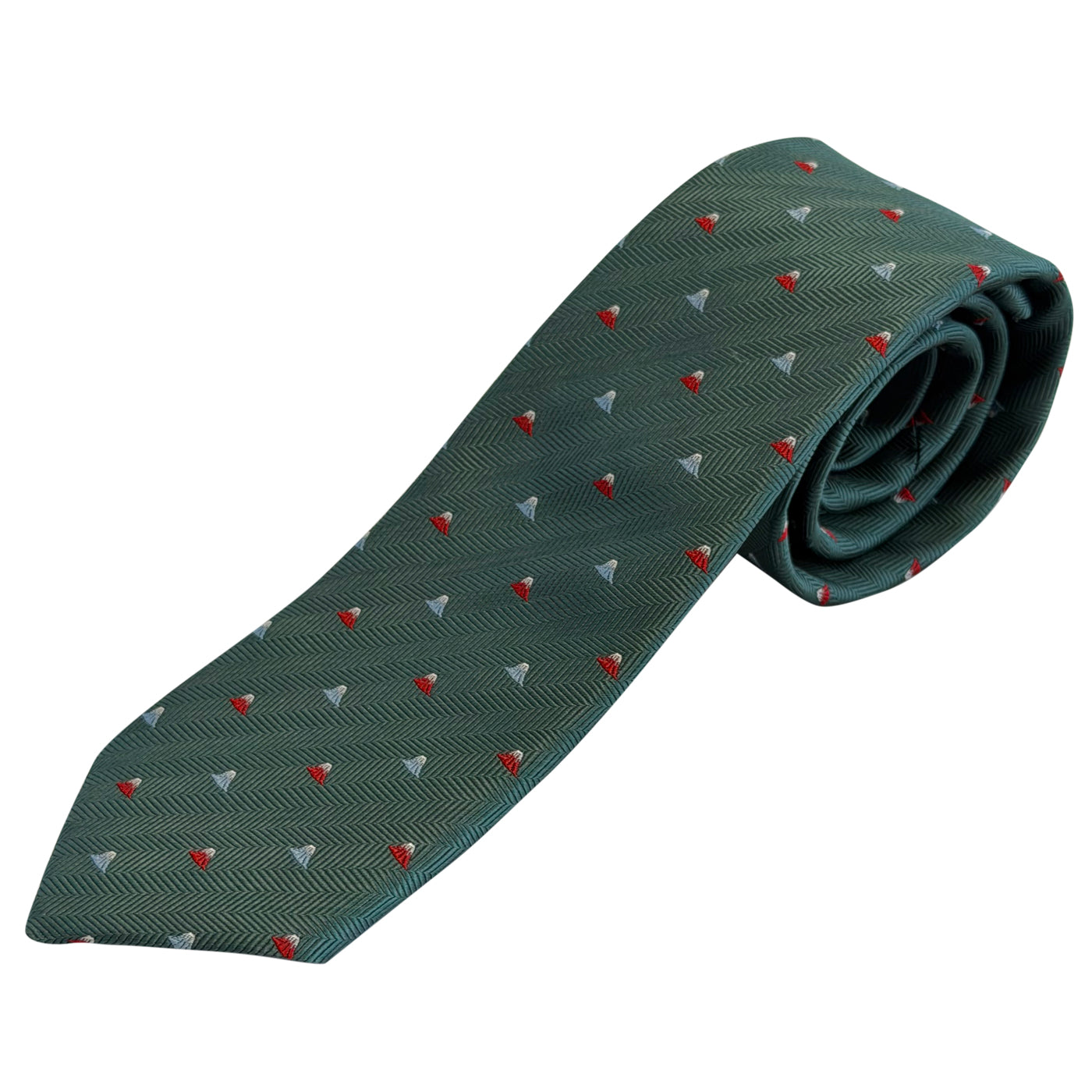 Men’s Jacquard Woven 100% Fujiyama-ori Silk Tie -29. Red Fuji -Mt. Fuji Pattern Made in Japan FORTUNA Tokyo