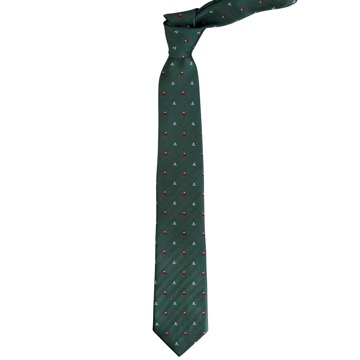 Men’s Jacquard Woven 100% Fujiyama-ori Silk Tie -29. Red Fuji -Mt. Fuji Pattern Made in Japan FORTUNA Tokyo