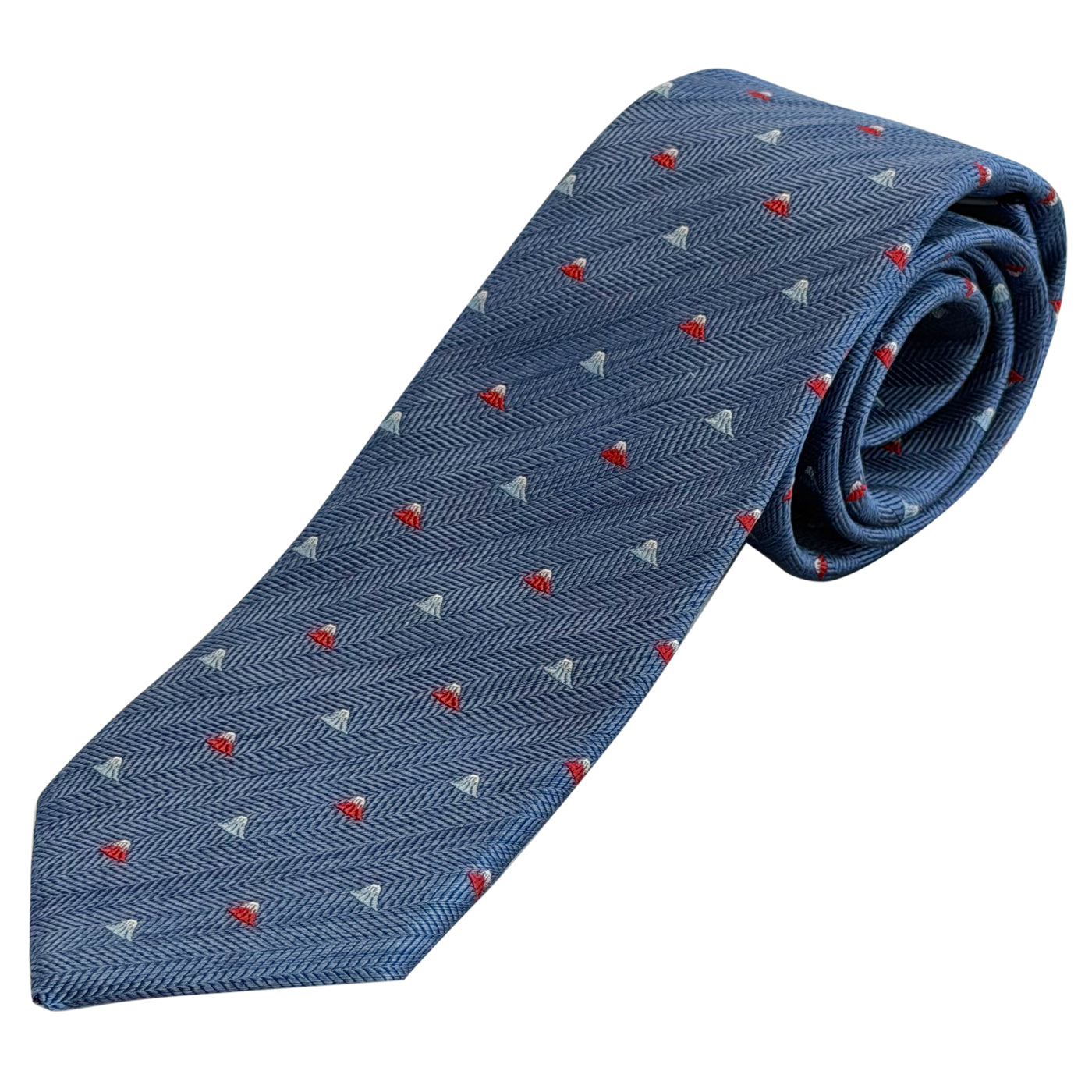 Men’s Jacquard Woven 100% Fujiyama-ori Silk Tie -29. Red Fuji -Mt. Fuji Pattern Made in Japan FORTUNA Tokyo