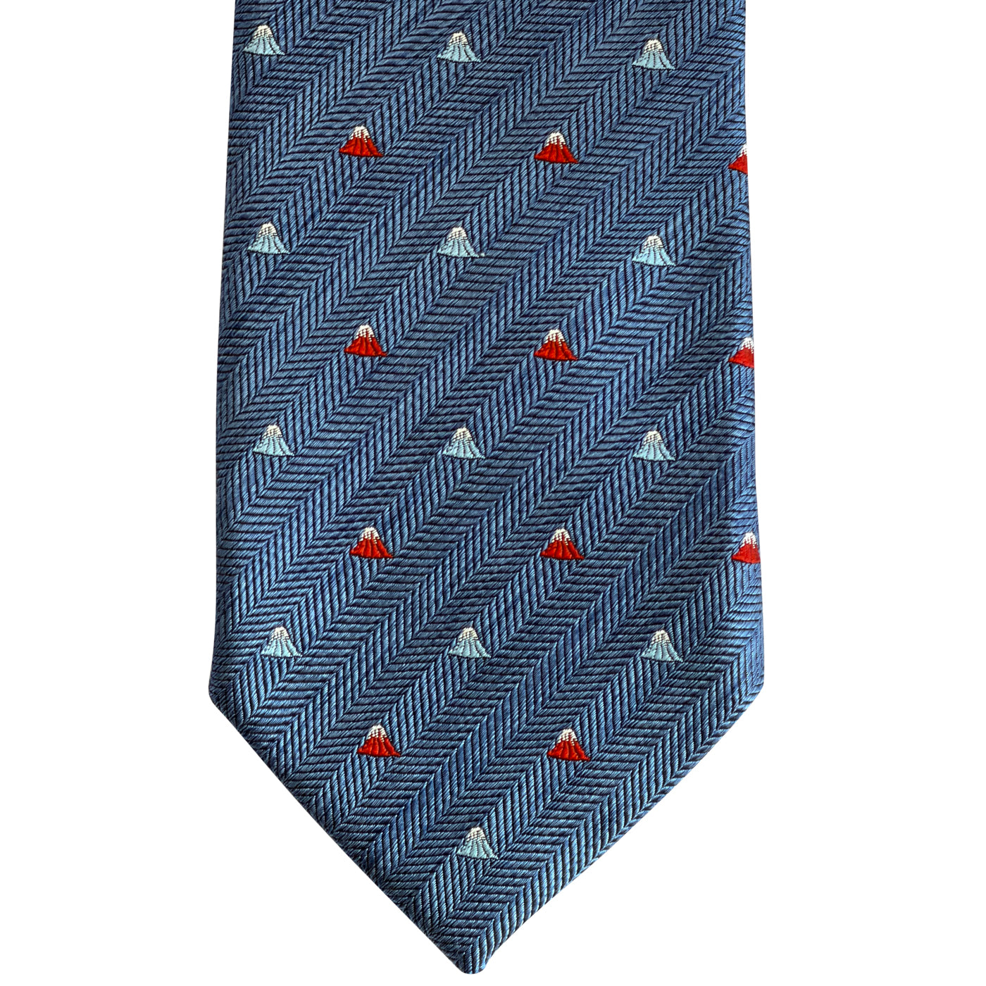 Men’s Jacquard Woven 100% Fujiyama-ori Silk Tie -29. Red Fuji -Mt. Fuji Pattern Made in Japan FORTUNA Tokyo
