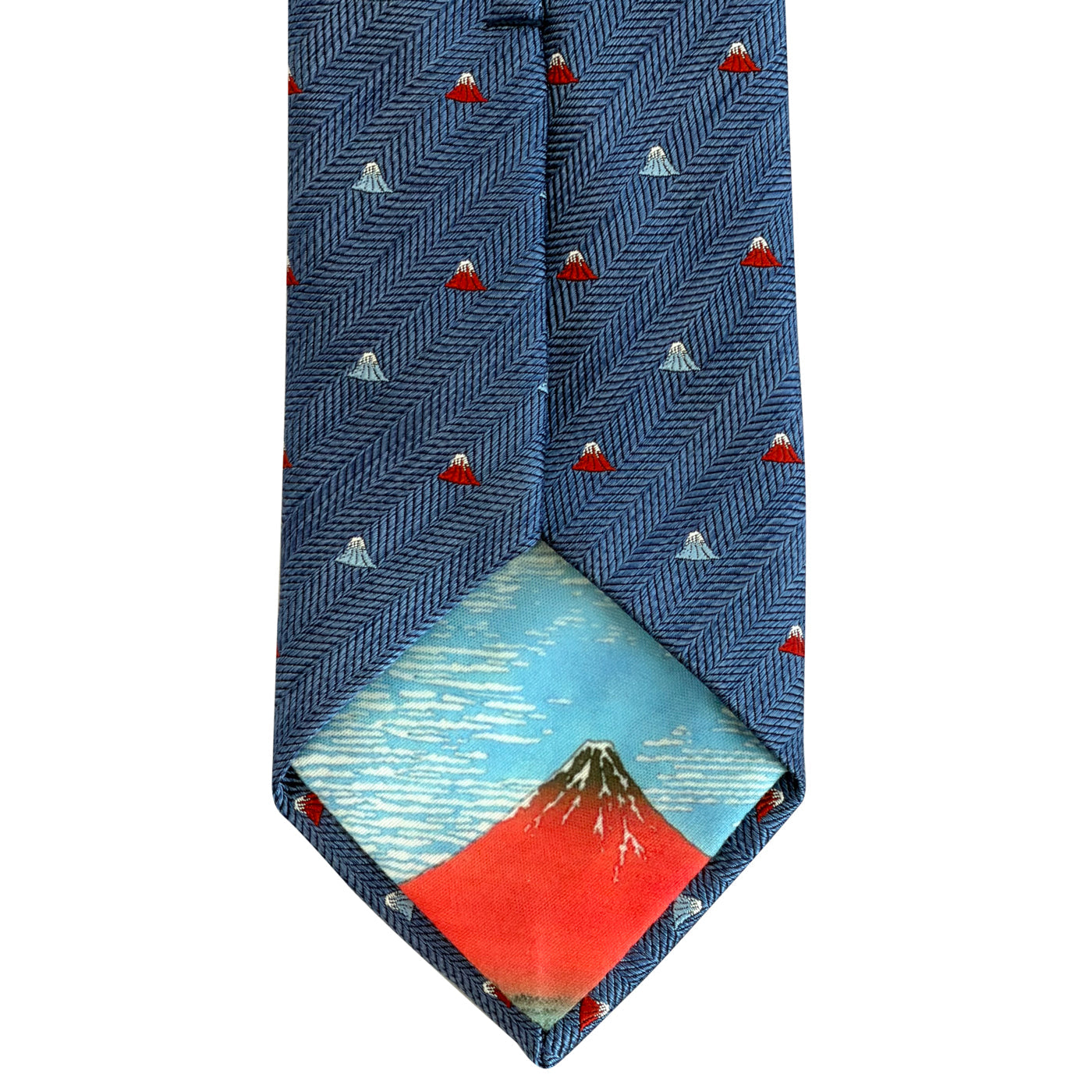 Men’s Jacquard Woven 100% Fujiyama-ori Silk Tie -29. Red Fuji -Mt. Fuji Pattern Made in Japan FORTUNA Tokyo