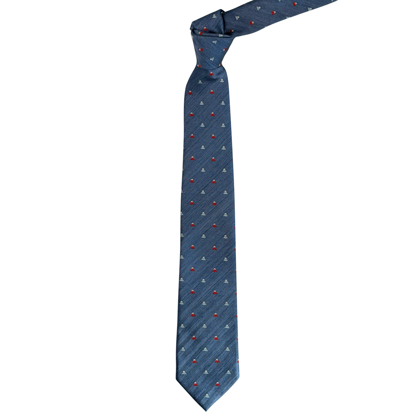 Men’s Jacquard Woven 100% Fujiyama-ori Silk Tie -29. Red Fuji -Mt. Fuji Pattern Made in Japan FORTUNA Tokyo