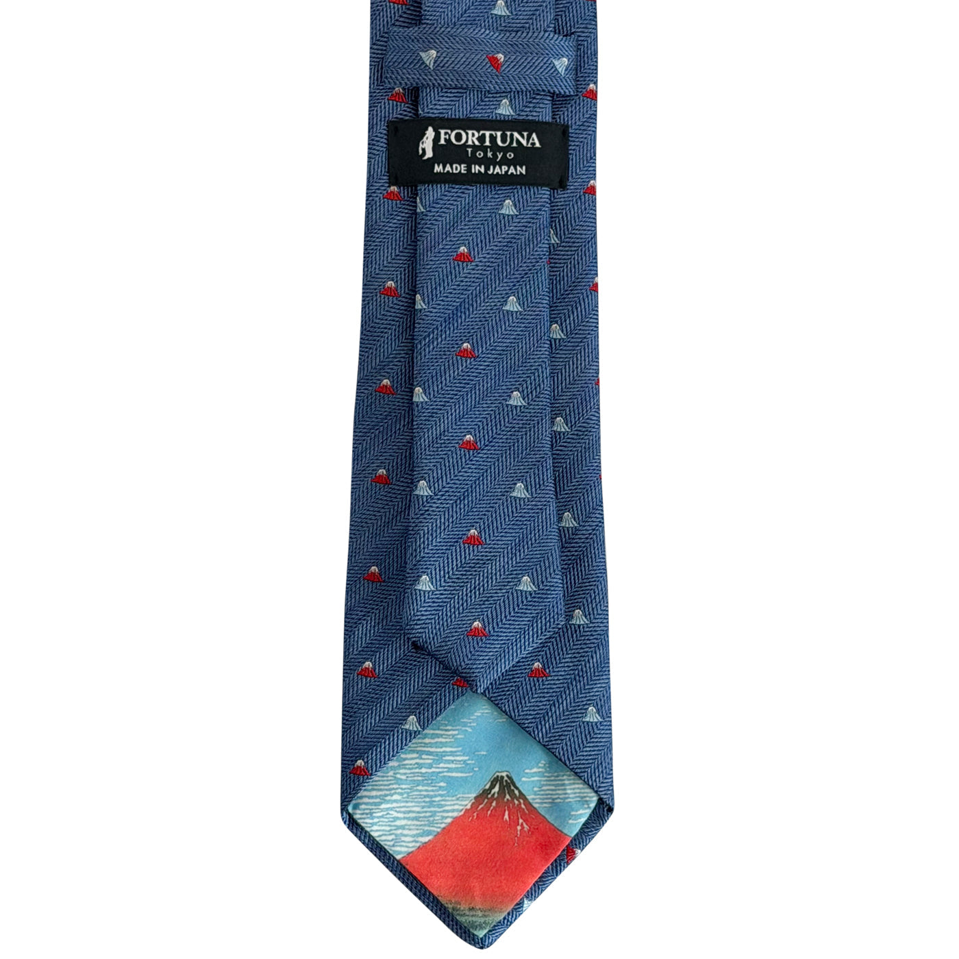 Men’s Jacquard Woven 100% Fujiyama-ori Silk Tie -29. Red Fuji -Mt. Fuji Pattern Made in Japan FORTUNA Tokyo