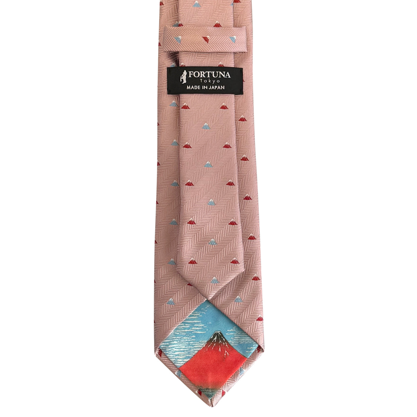 Men’s Jacquard Woven 100% Fujiyama-ori Silk Tie -29. Red Fuji -Mt. Fuji Pattern Made in Japan FORTUNA Tokyo