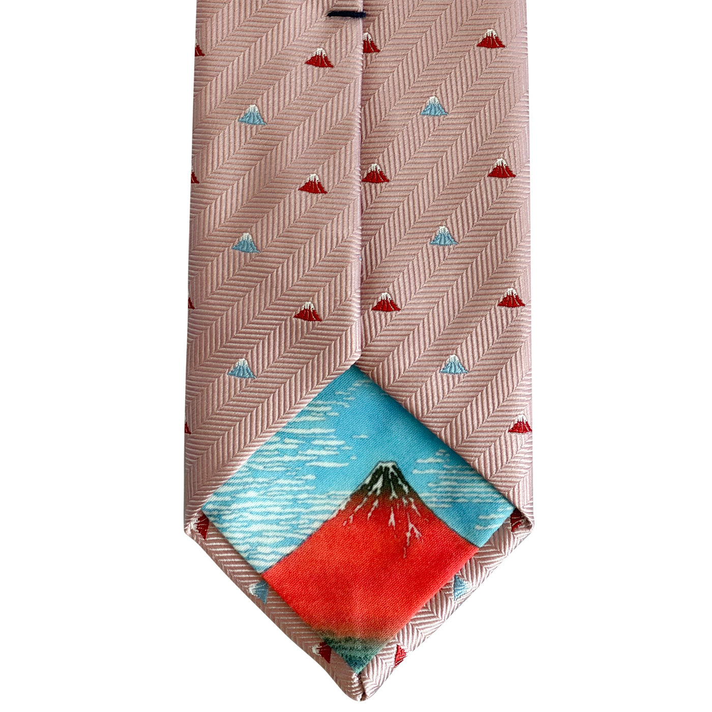 Men’s Jacquard Woven 100% Fujiyama-ori Silk Tie -29. Red Fuji -Mt. Fuji Pattern Made in Japan FORTUNA Tokyo