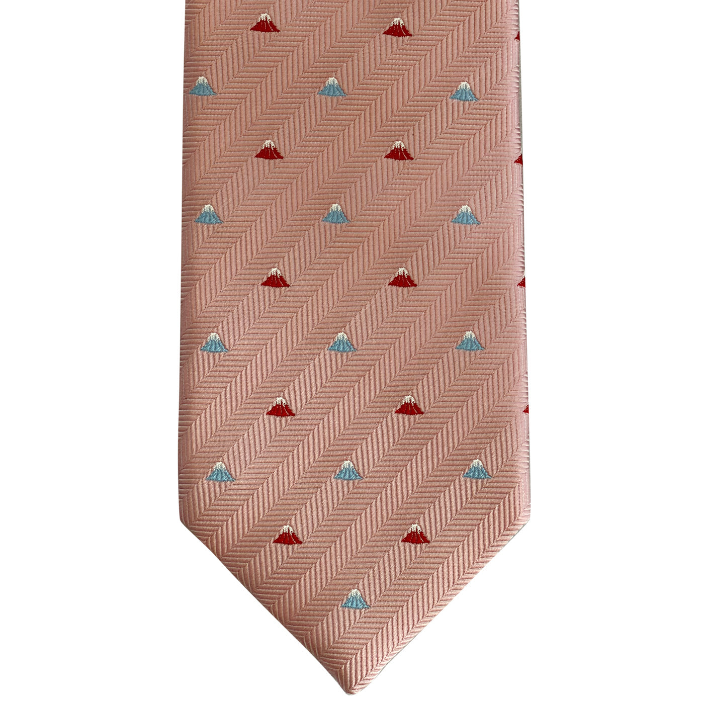 Men’s Jacquard Woven 100% Fujiyama-ori Silk Tie -29. Red Fuji -Mt. Fuji Pattern Made in Japan FORTUNA Tokyo