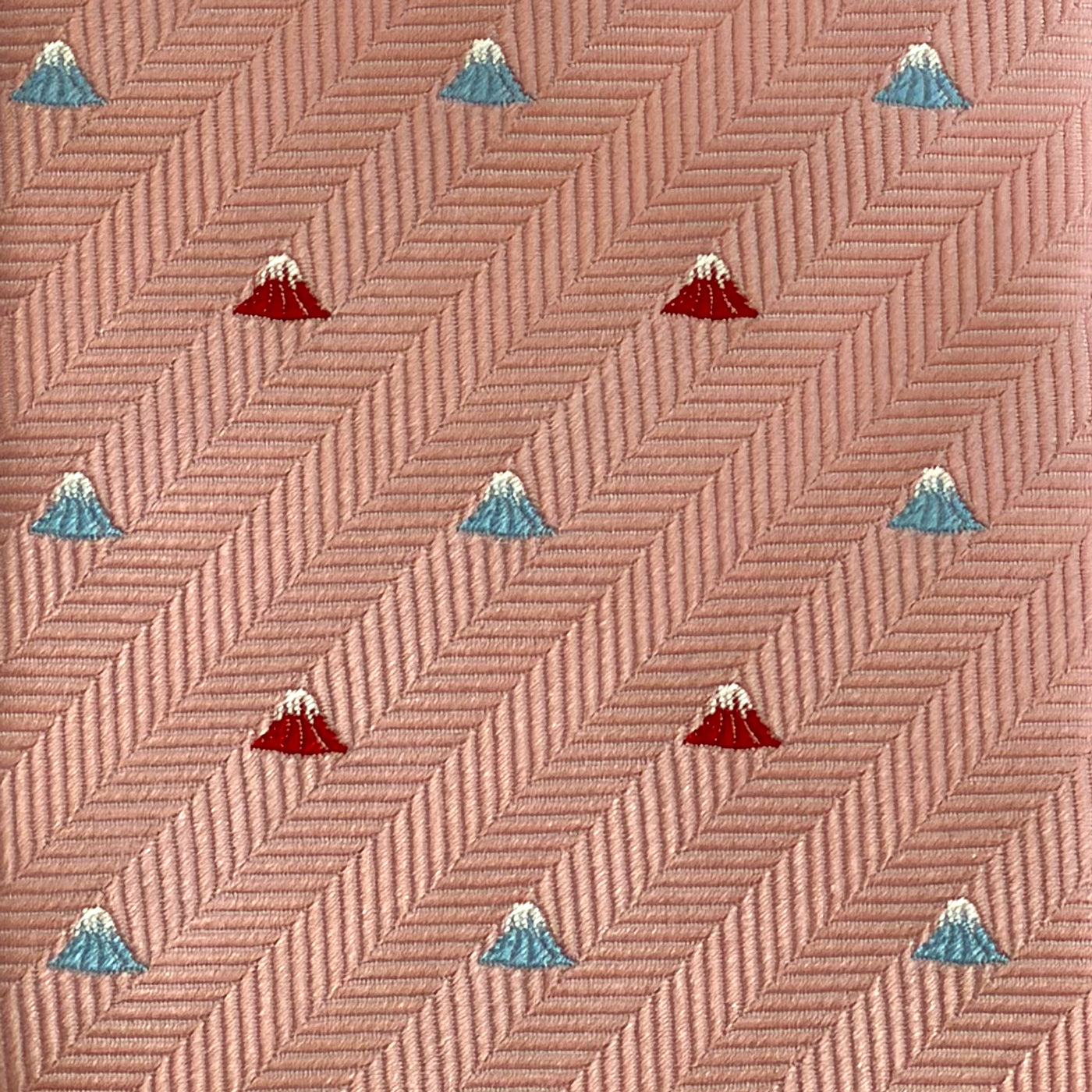 Men’s Jacquard Woven 100% Fujiyama-ori Silk Tie -29. Red Fuji -Mt. Fuji Pattern Made in Japan FORTUNA Tokyo