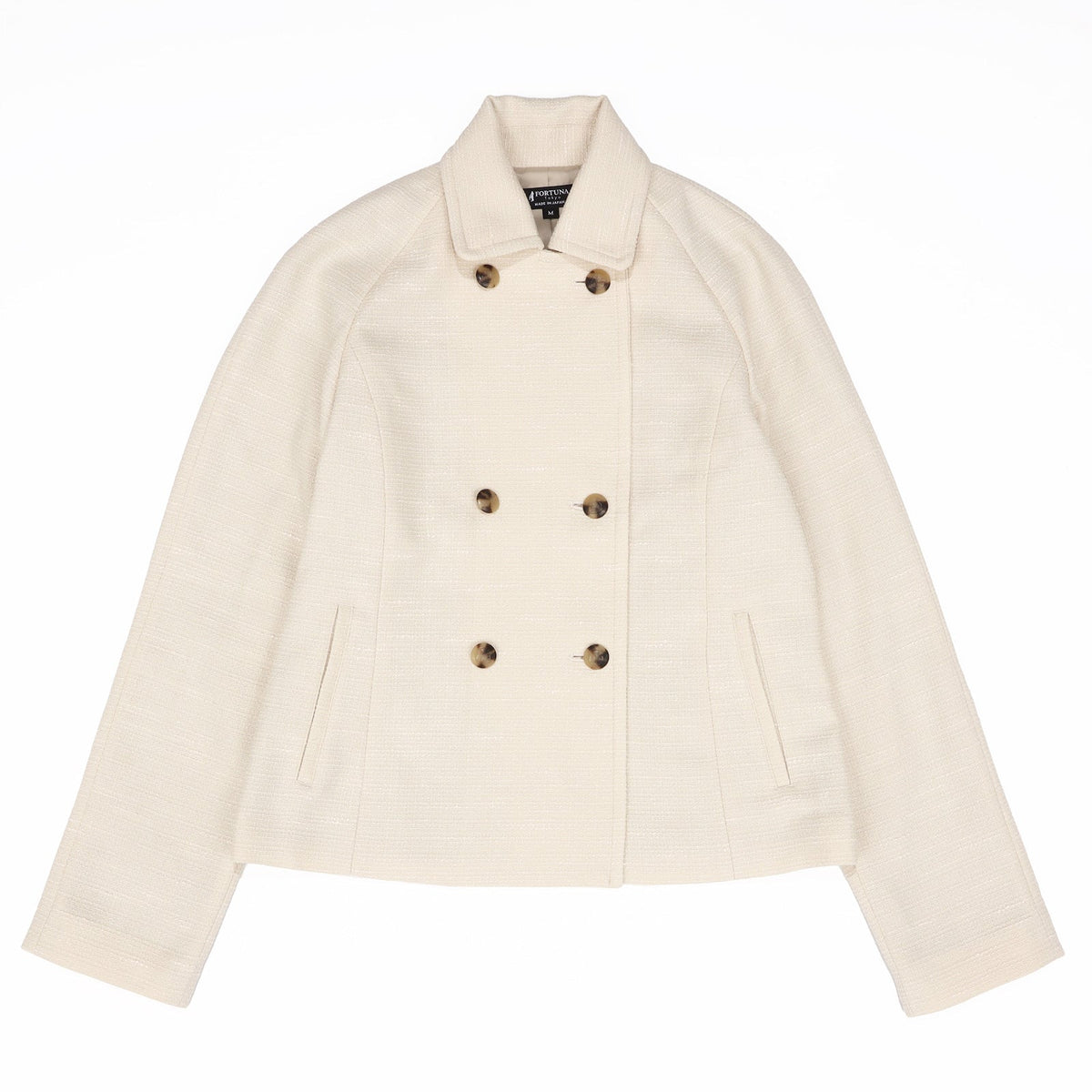 Ladies Loop Yarn Tweed Jacket Check Pattern Made in Japan (White) FORTUNA Tokyo