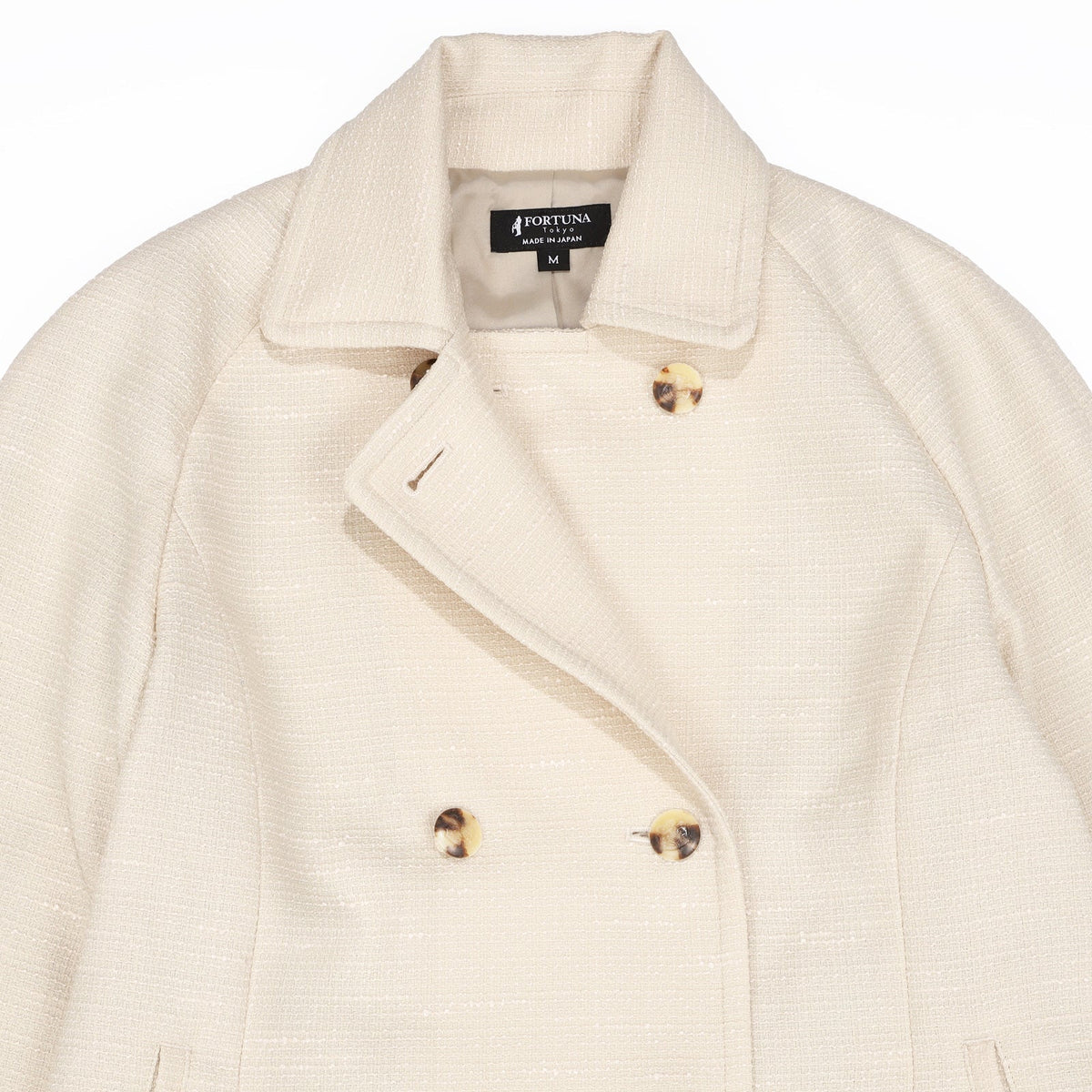 Ladies Loop Yarn Tweed Jacket Check Pattern Made in Japan (White) FORTUNA Tokyo