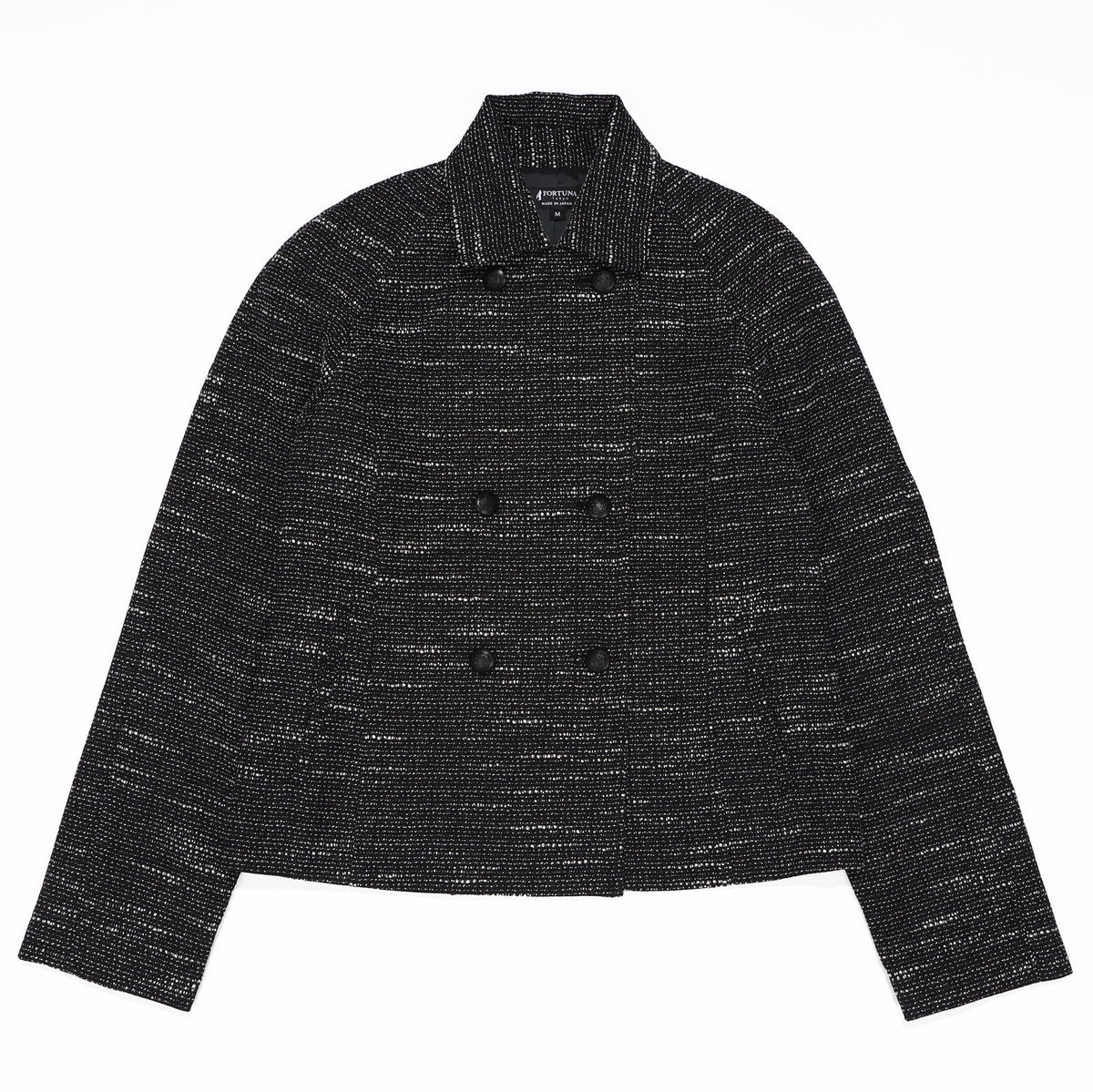 Ladies Loop Yarn Tweed Jacket Check Pattern Made in Japan (White) FORTUNA Tokyo