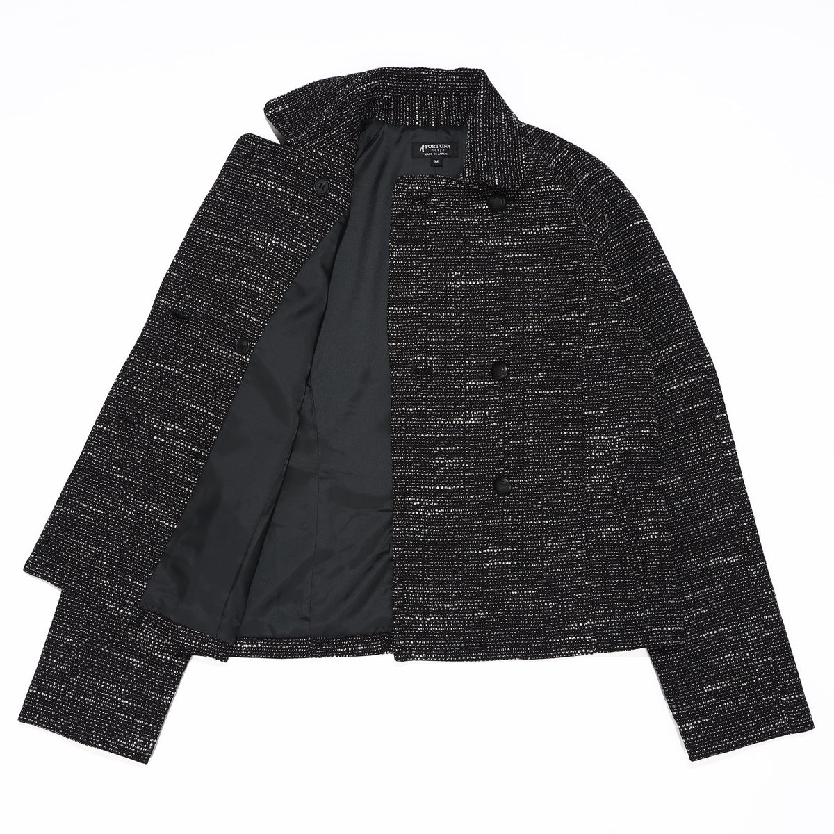 Ladies Loop Yarn Tweed Jacket Check Pattern Made in Japan (White) FORTUNA Tokyo