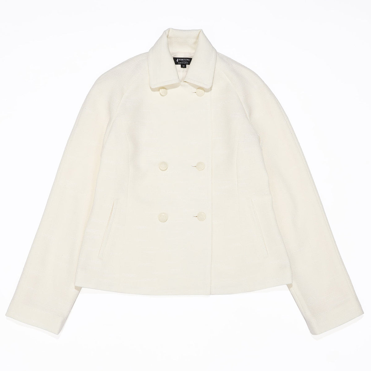 Ladies Loop Yarn Tweed Jacket Check Pattern Made in Japan (White) FORTUNA Tokyo
