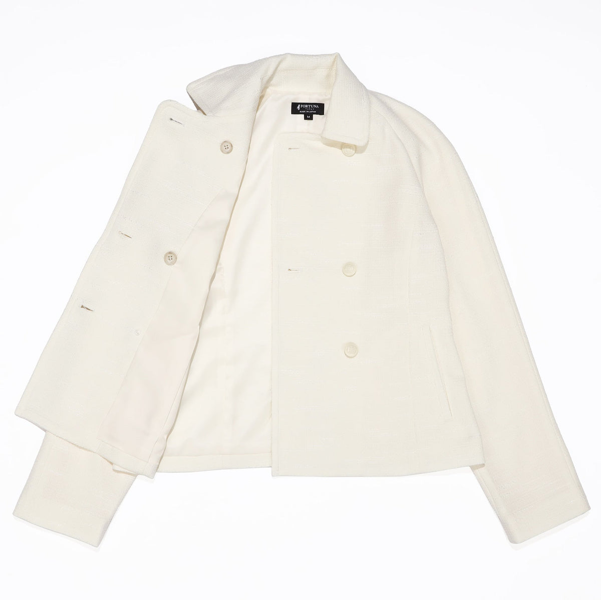 Ladies Loop Yarn Tweed Jacket Check Pattern Made in Japan (White) FORTUNA Tokyo