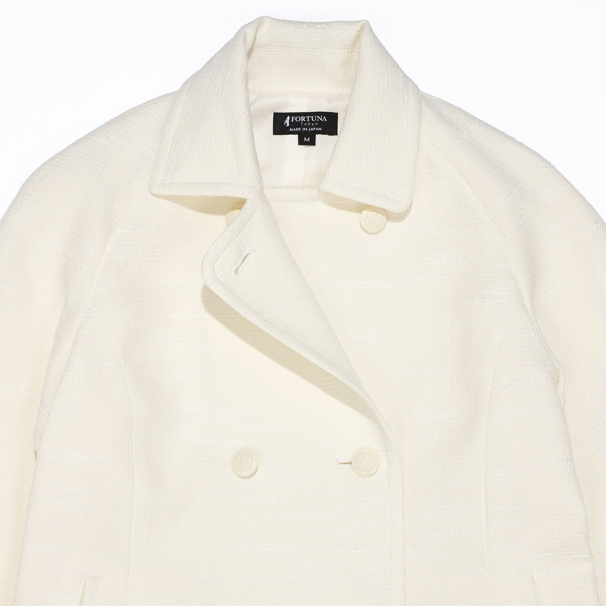 Ladies Loop Yarn Tweed Jacket Check Pattern Made in Japan (White) FORTUNA Tokyo