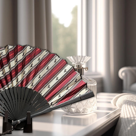 Folding Hand Fan Japanese Style Folding Silk Fan, Art Decor Fan Decoration Piece with Fan Stand, Handmade Japanese Craftsman, Made in Japan (Red) FORTUNA Tokyo