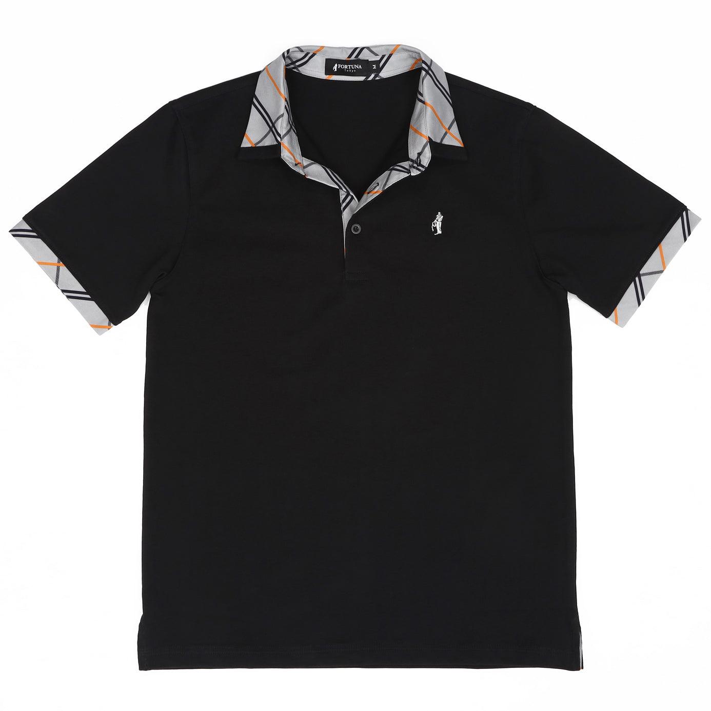 Polo shirt men's 05. Chance plaid with logo embroidery short sleeve FORTUNA Tokyo