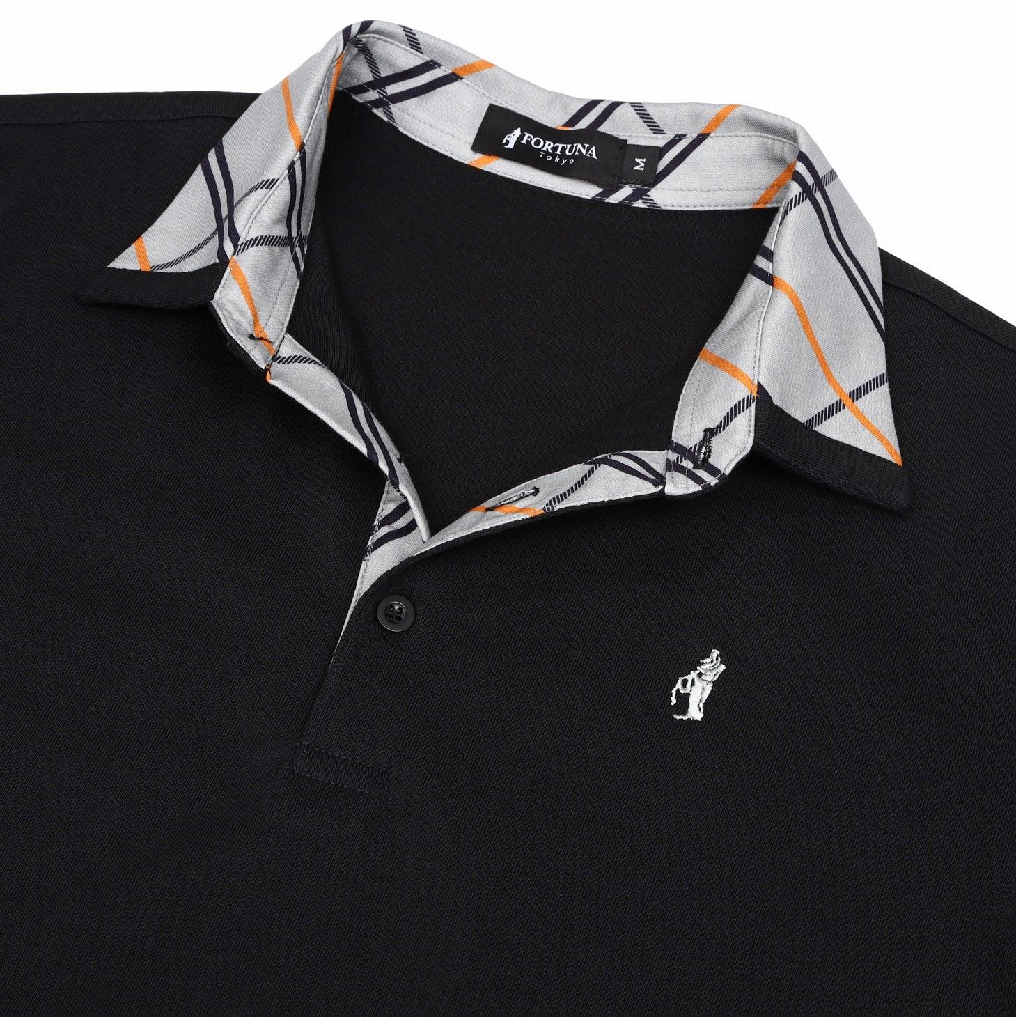 Polo shirt men's 05. Chance plaid with logo embroidery short sleeve FORTUNA Tokyo