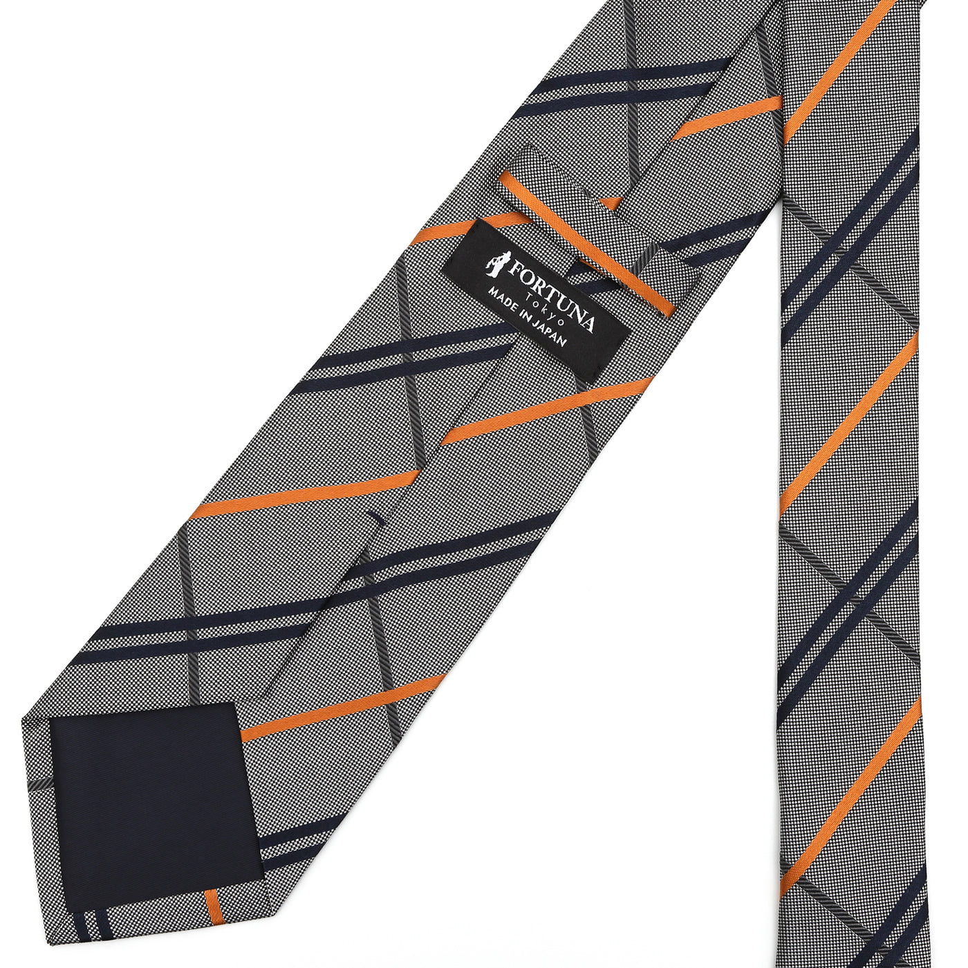 Men’s Jacquard Woven 100% Nishijin Kyoto Silk Tie -05. Chance Check Plaid Pattern Made in Japan FORTUNA Tokyo