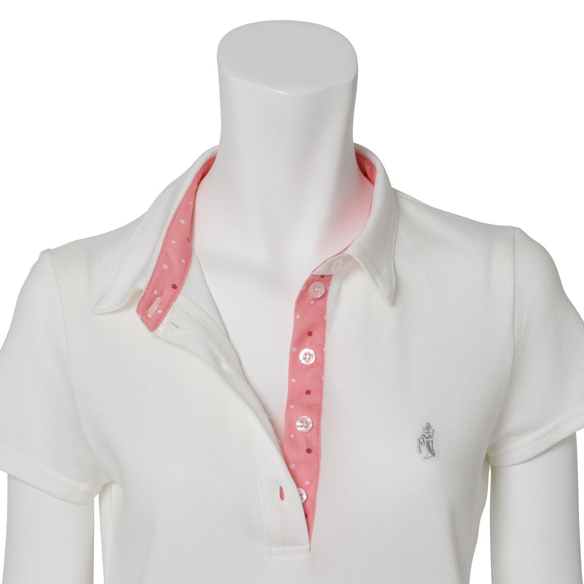 Ladies' Polo Shirt Short Sleeve 100% Cotton -15. Sakura Cherry Blossoms Design Made in Japan FORTUNA Tokyo