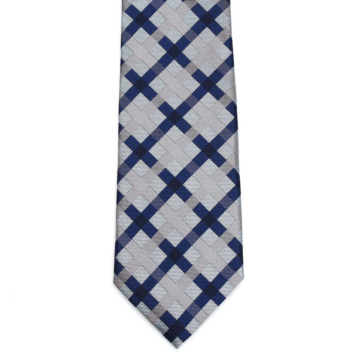 Men’s Jacquard Woven 100% Nishijin Kyoto Silk Tie -22. Revival Japanese Block plaid Made in Japan FORTUNA Tokyo