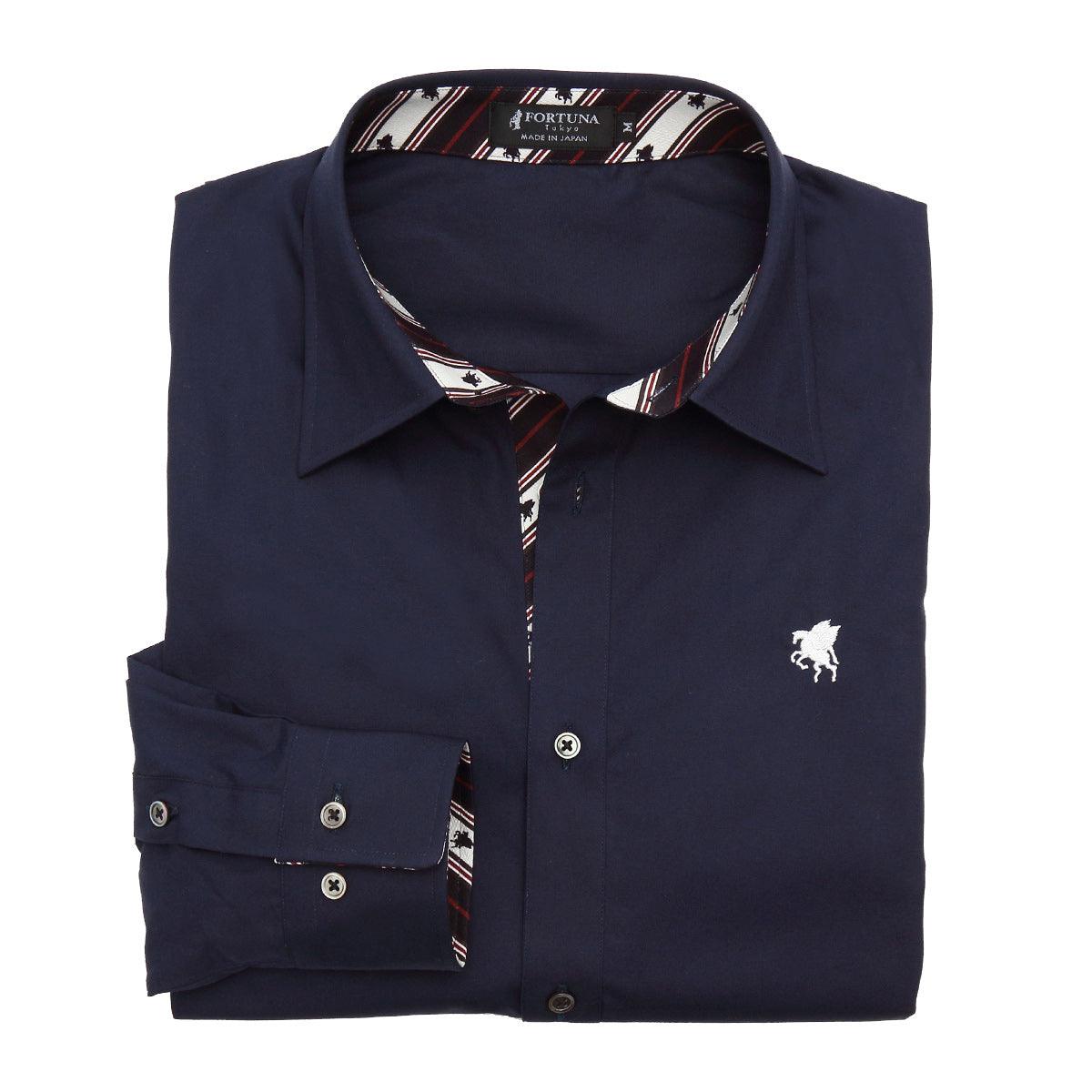 Men’s Long Sleeve Regular Fit Cotton Dress Shirt -13. Miracle Pegasus Design Made in Japan FORTUNA Tokyo