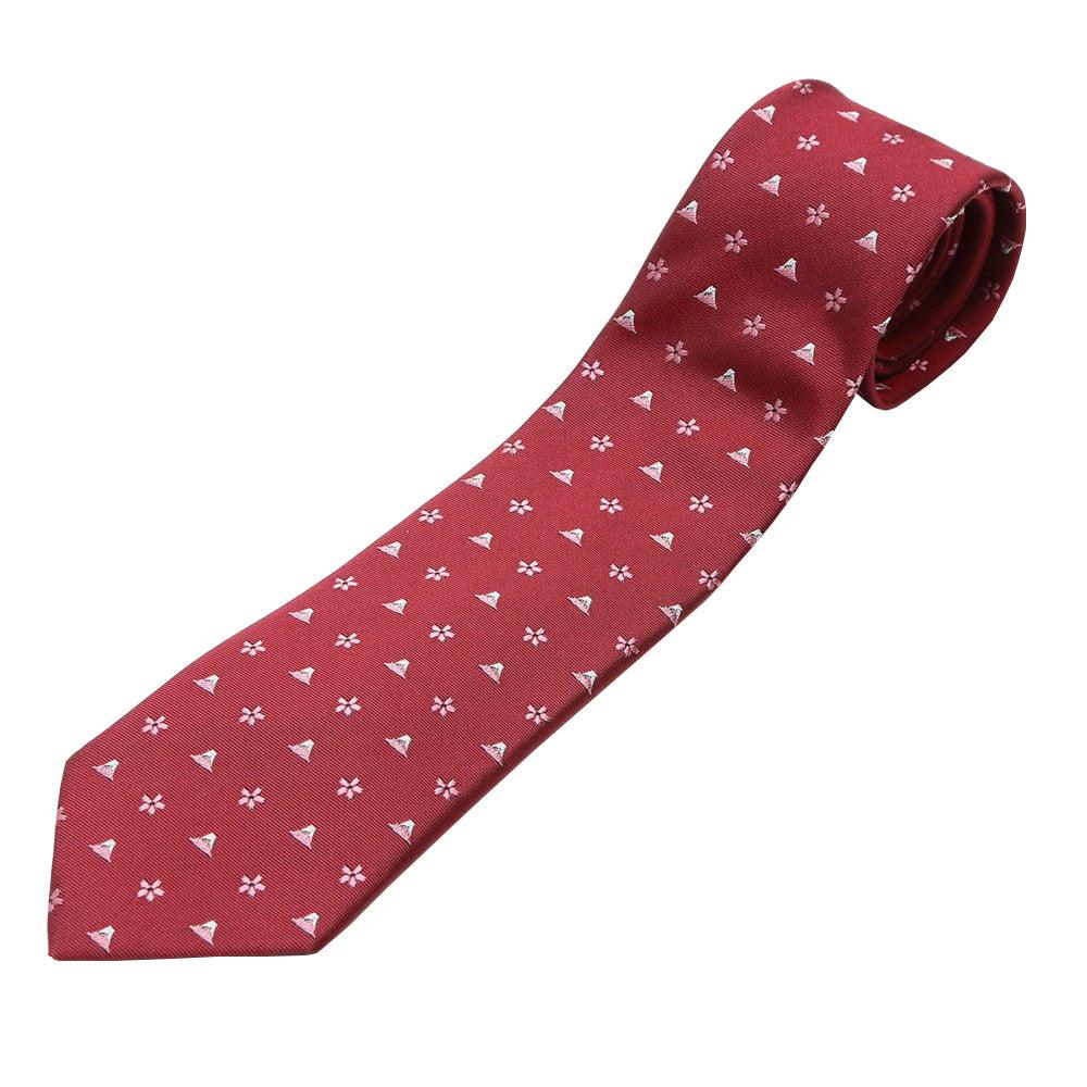 Men’s Jacquard Woven 100% Kyoto Silk Tie -18. Hokusai Mt. Fuji Cherry Blossoms Pattern Made in Japan FORTUNA Tokyo