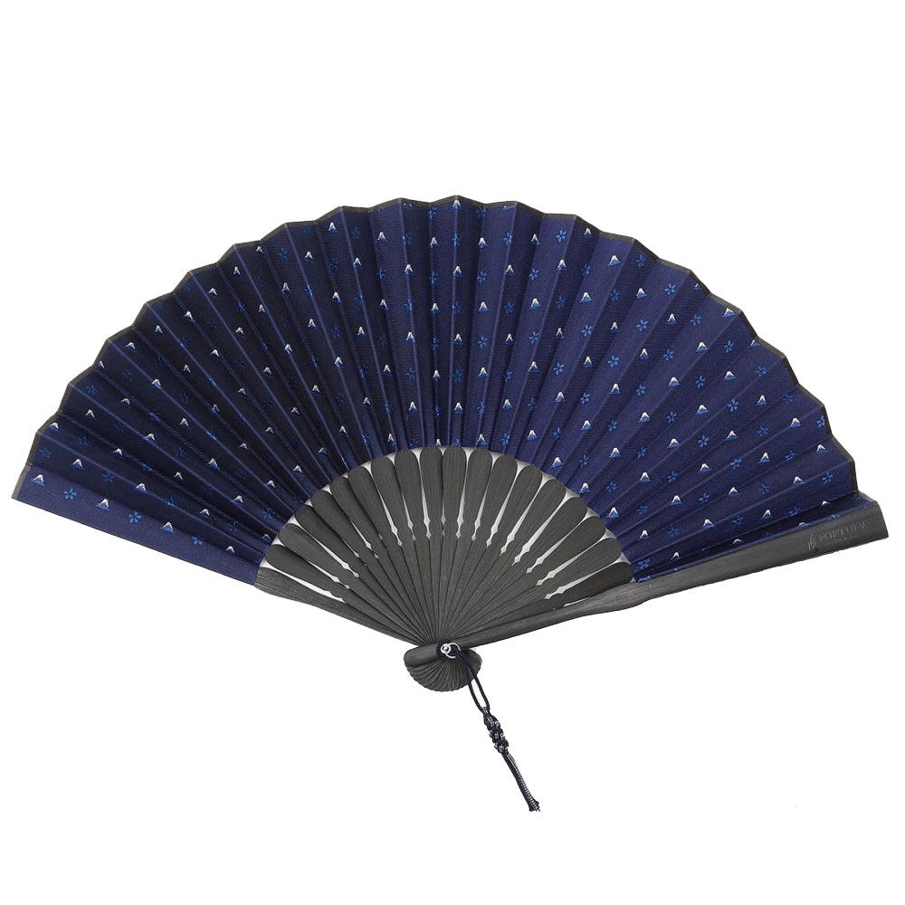 Hand Made Japanese Folding Fan -18.Hokusai Mt. Fuji Sakura Pattern with Silk & Bamboo Made in Japan FORTUNA Tokyo