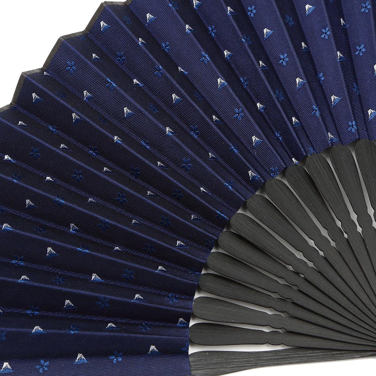 Hand Made Japanese Folding Fan -18.Hokusai Mt. Fuji Sakura Pattern with Silk & Bamboo Made in Japan FORTUNA Tokyo