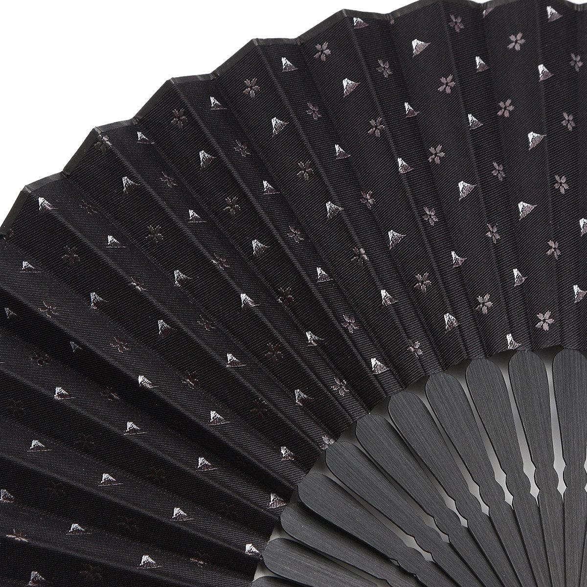 Hand Made Japanese Folding Fan -18.Hokusai Mt. Fuji Sakura Pattern with Silk & Bamboo Made in Japan FORTUNA Tokyo