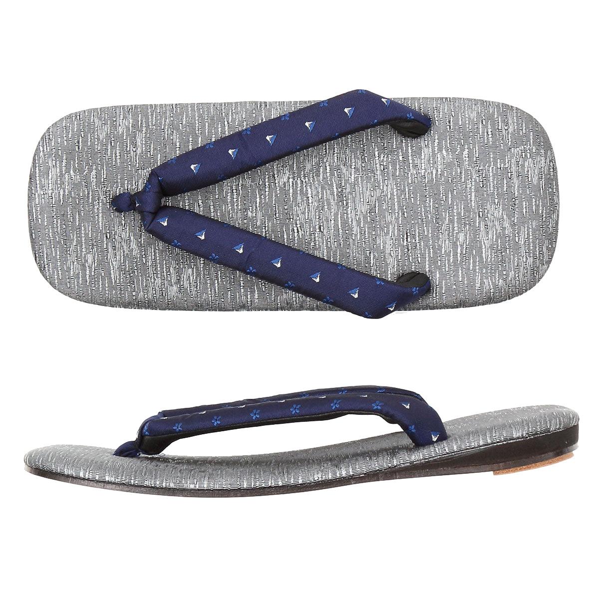 Men's Japanese Leather Soled Geta & Zori Sandals flip-flops Handmade with Silk Thongs -18. HOKUSAI FORTUNA Tokyo