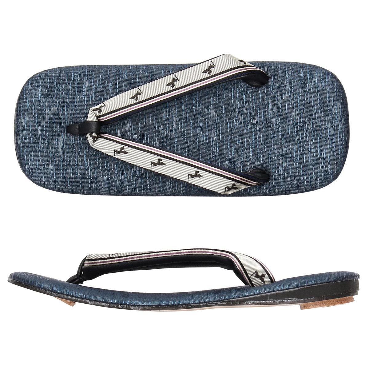 Men's Japanese Leather Soled Geta & Zori Sandals flip-flops Handmade with Silk Thongs -16. Samurai FORTUNA Tokyo