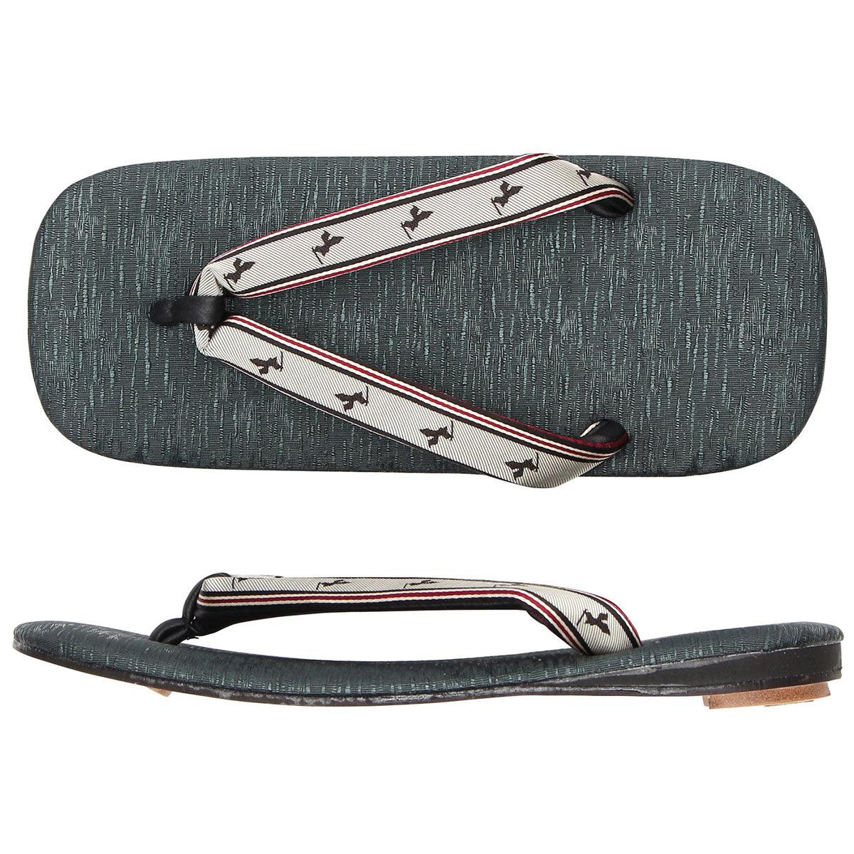 Men's Japanese Leather Soled Geta & Zori Sandals flip-flops Handmade with Silk Thongs -16. Samurai FORTUNA Tokyo