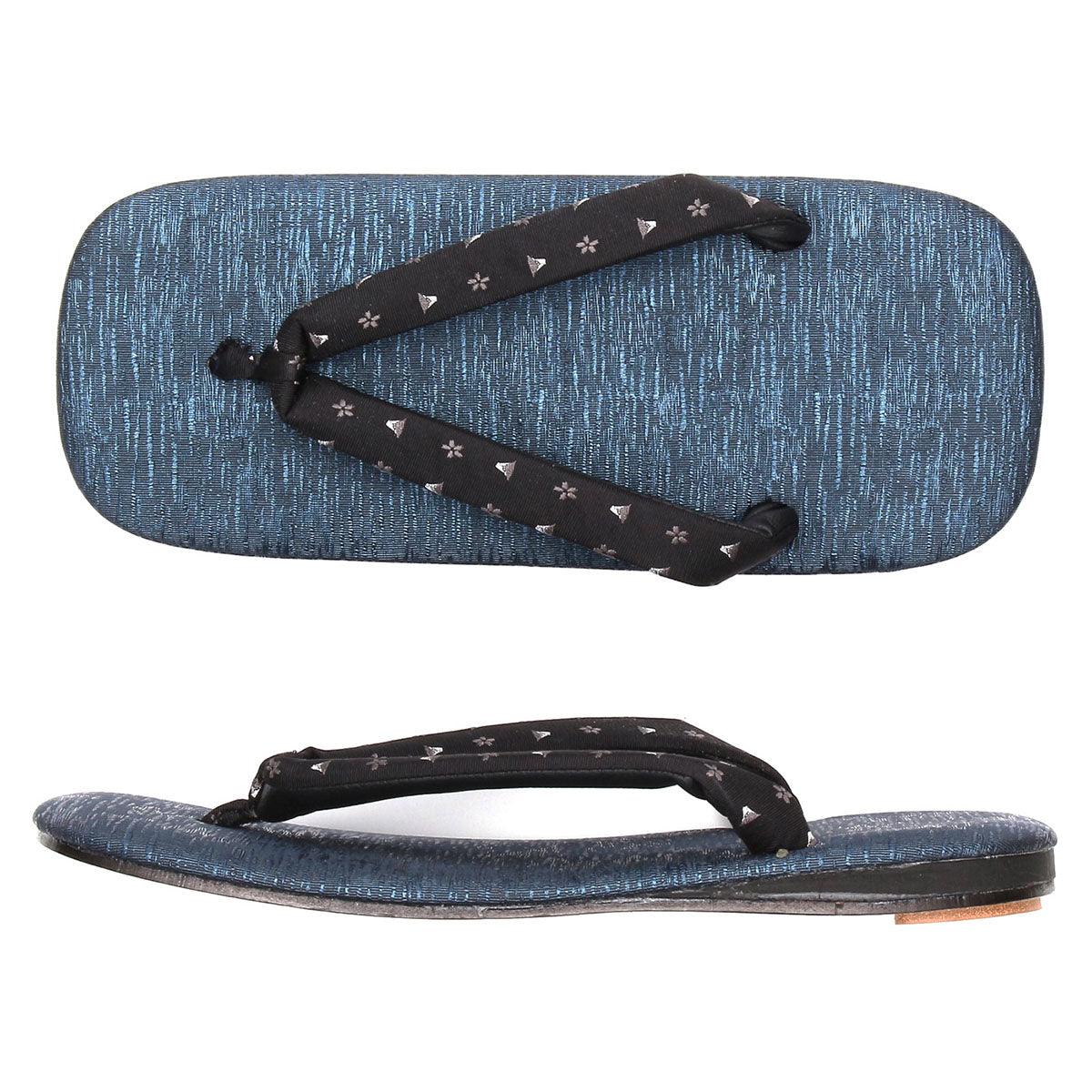 Men's Japanese Leather Soled Geta & Zori Sandals flip-flops Handmade with Silk Thongs -18. HOKUSAI FORTUNA Tokyo