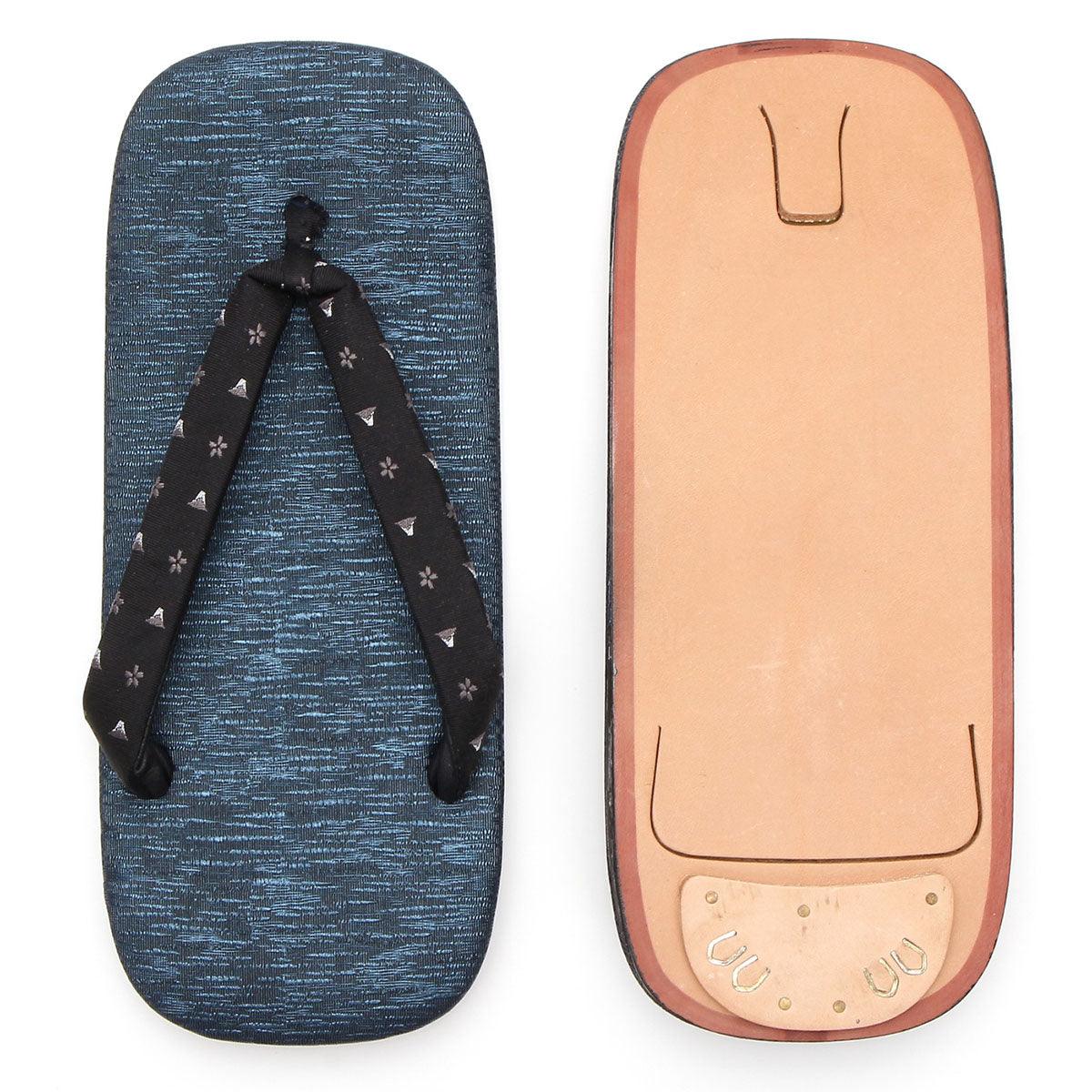 Men's Japanese Leather Soled Geta & Zori Sandals flip-flops Handmade with Silk Thongs -18. HOKUSAI FORTUNA Tokyo