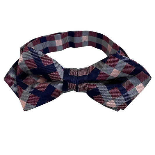 Men’s Pre-Tied Adjustable Bow Tie Silk 22. Revival Checkered Plaid Pattern Made in Japan FORTUNA Tokyo