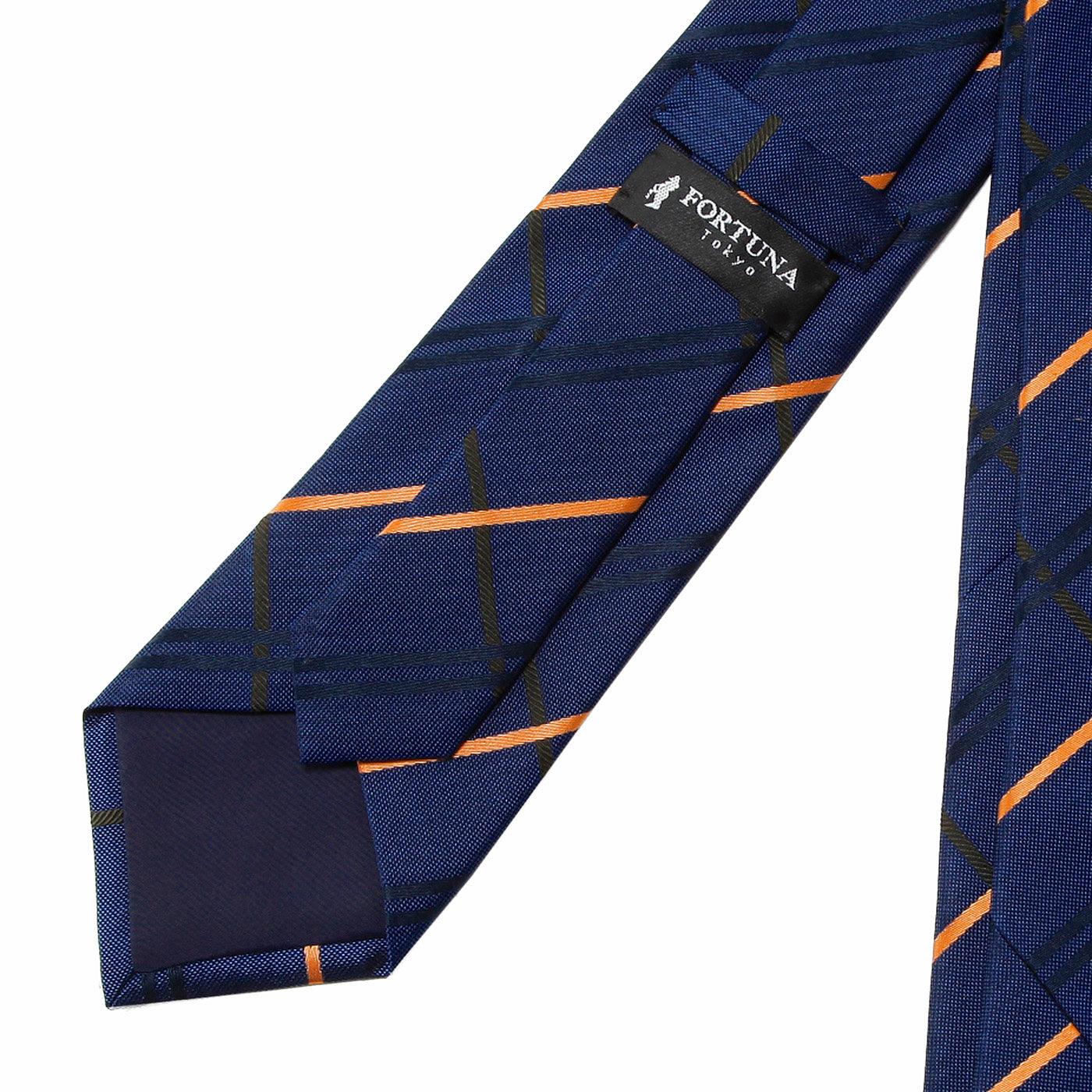 Men’s Jacquard Woven 100% Nishijin Kyoto Silk Tie -05. Chance Check Plaid Pattern Made in Japan FORTUNA Tokyo